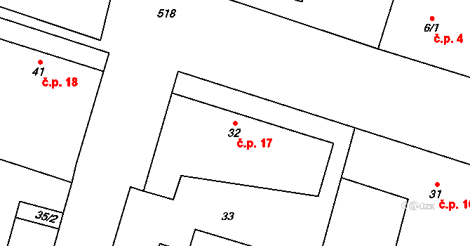 Prokopov 17 na parcele st. 32 v KÚ Prokopov, Katastrální mapa