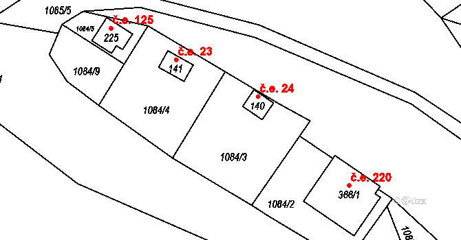 Šemnice 24 na parcele st. 140 v KÚ Šemnice, Katastrální mapa
