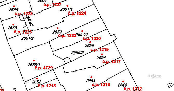 Jihlava 1219 na parcele st. 2656 v KÚ Jihlava, Katastrální mapa