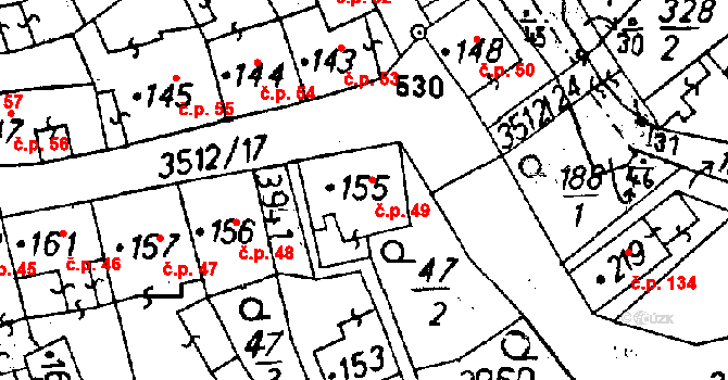 Cvikov I 49, Cvikov na parcele st. 155 v KÚ Cvikov, Katastrální mapa
