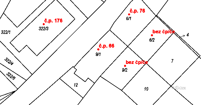 Klikov 66, Suchdol nad Lužnicí na parcele st. 9/1 v KÚ Klikov, Katastrální mapa