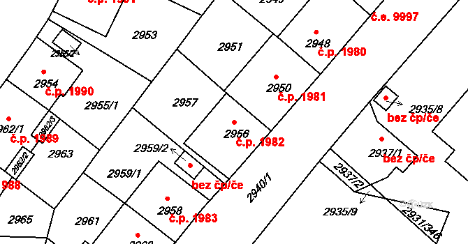 Žižkov 1982, Praha na parcele st. 2956 v KÚ Žižkov, Katastrální mapa
