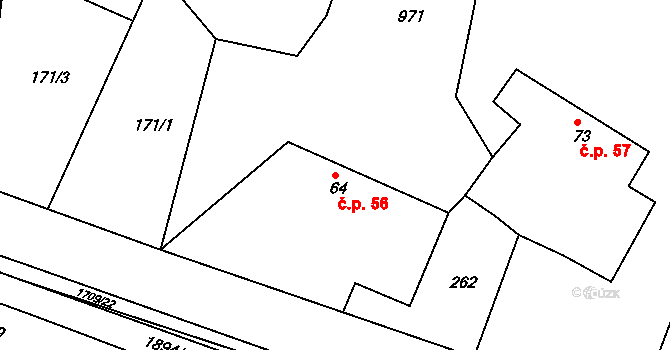 Dolní Vlčkovice 56, Vlčkovice v Podkrkonoší na parcele st. 64 v KÚ Dolní Vlčkovice, Katastrální mapa