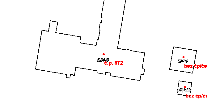 Ráj 872, Karviná na parcele st. 524/9 v KÚ Ráj, Katastrální mapa