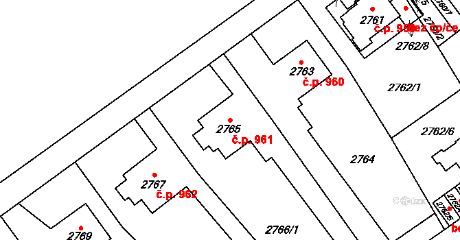 Prostřední Suchá 961, Havířov na parcele st. 2765 v KÚ Prostřední Suchá, Katastrální mapa