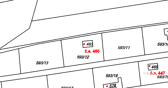 Dražice 460 na parcele st. 463 v KÚ Dražice u Tábora, Katastrální mapa