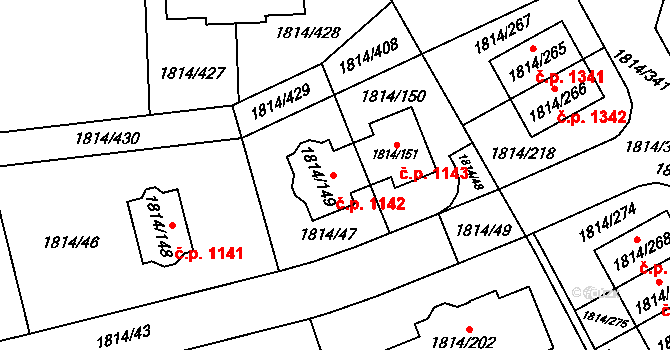 Uhříněves 1142, Praha na parcele st. 1814/149 v KÚ Uhříněves, Katastrální mapa