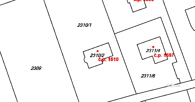 Žamberk 1510 na parcele st. 2310/2 v KÚ Žamberk, Katastrální mapa