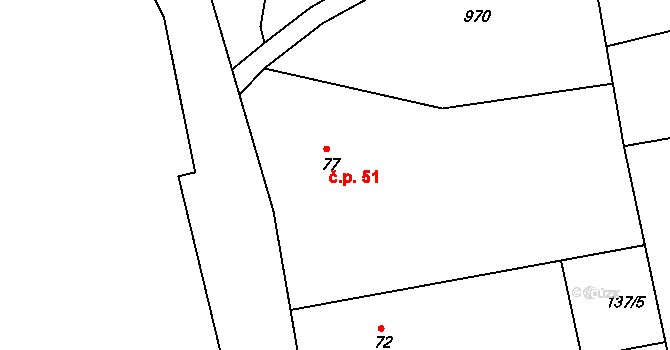 Jablonná 51, Neveklov na parcele st. 77 v KÚ Jablonná nad Vltavou, Katastrální mapa