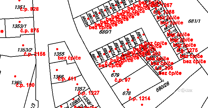 Předměstí 358, Litoměřice na parcele st. 680/12 v KÚ Litoměřice, Katastrální mapa