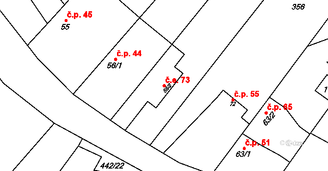 Třebohostice 73, Škvorec na parcele st. 56/2 v KÚ Třebohostice u Škvorce, Katastrální mapa