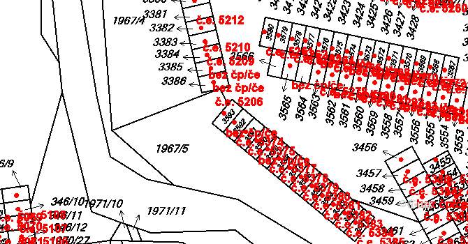 Kamenice nad Lipou 5374 na parcele st. 3592 v KÚ Kamenice nad Lipou, Katastrální mapa