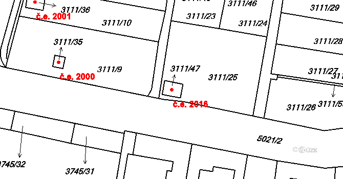 Louny 2016 na parcele st. 3111/47 v KÚ Louny, Katastrální mapa