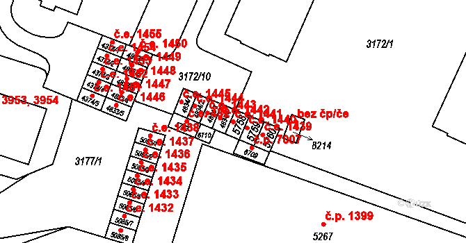 Zlín 1441 na parcele st. 5758 v KÚ Zlín, Katastrální mapa