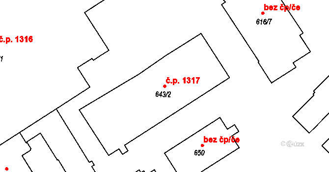 Poruba 1317, Orlová na parcele st. 643/2 v KÚ Poruba u Orlové, Katastrální mapa