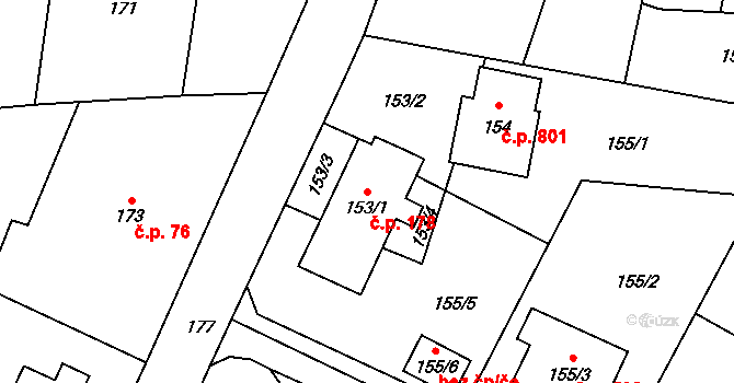 Výškovice 178, Ostrava na parcele st. 153/1 v KÚ Výškovice u Ostravy, Katastrální mapa