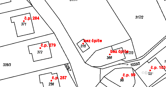 Zdíkov 39971562 na parcele st. 316 v KÚ Zdíkov, Katastrální mapa