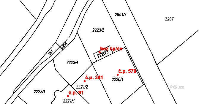 Dobruška 41671562 na parcele st. 2220/3 v KÚ Dobruška, Katastrální mapa