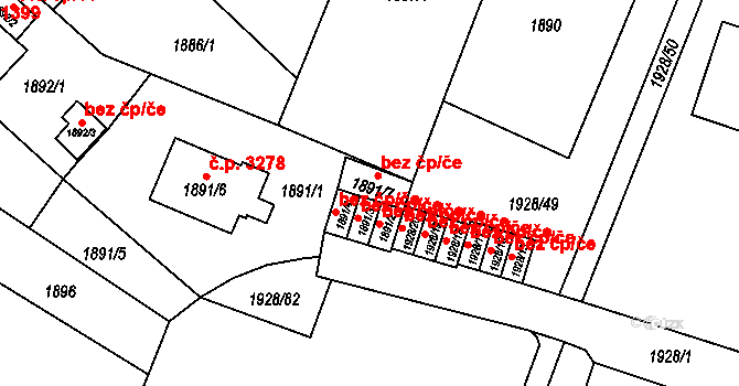 Teplice 43007562 na parcele st. 1891/7 v KÚ Teplice, Katastrální mapa