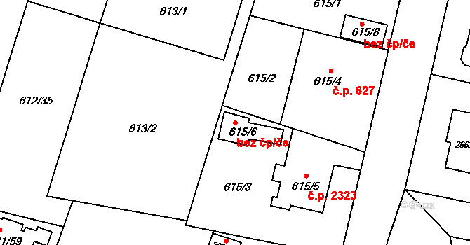 Opava 43812562 na parcele st. 615/6 v KÚ Opava-Předměstí, Katastrální mapa