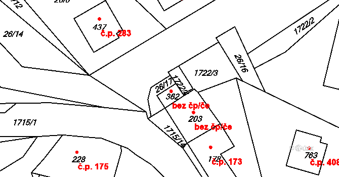 Vyšší Brod 44153562 na parcele st. 362 v KÚ Vyšší Brod, Katastrální mapa