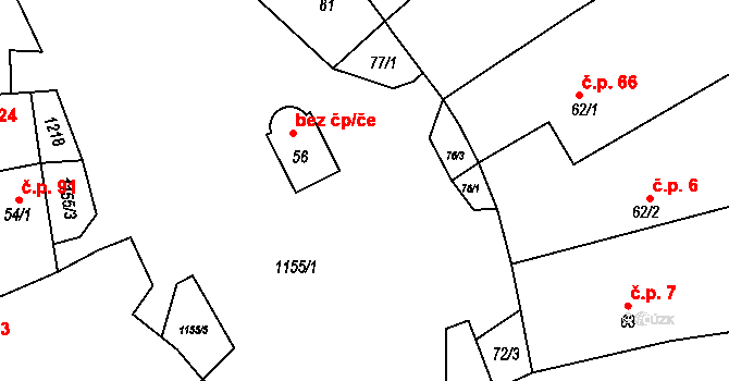 Jezdovice 44512562 na parcele st. 56 v KÚ Jezdovice, Katastrální mapa