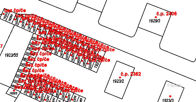 Teplice 45119562 na parcele st. 1923/61 v KÚ Teplice, Katastrální mapa