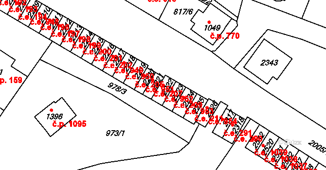 Náchod 952 na parcele st. 2222 v KÚ Náchod, Katastrální mapa