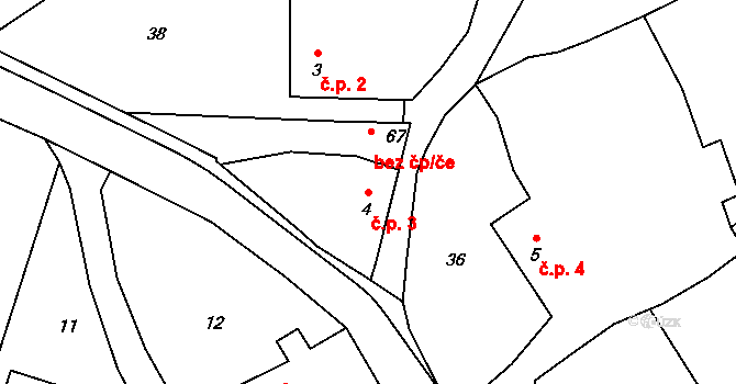 Licoměřice 3, Lipovec na parcele st. 4 v KÚ Licoměřice, Katastrální mapa