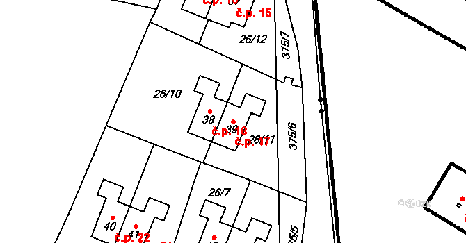 Krukanice 17, Pernarec na parcele st. 39 v KÚ Krukanice, Katastrální mapa