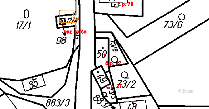 Chlistov 47 na parcele st. 50 v KÚ Chlistov, Katastrální mapa