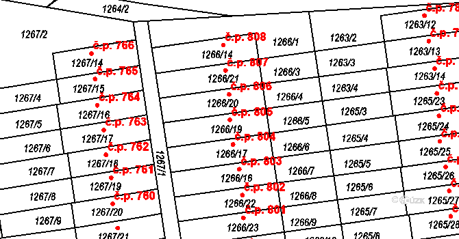 Česká Skalice 805 na parcele st. 1266/19 v KÚ Česká Skalice, Katastrální mapa