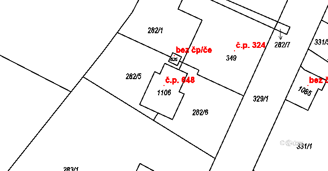 Smiřice 648 na parcele st. 1106 v KÚ Smiřice, Katastrální mapa