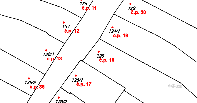 Smolín 18, Pohořelice na parcele st. 125 v KÚ Smolín, Katastrální mapa