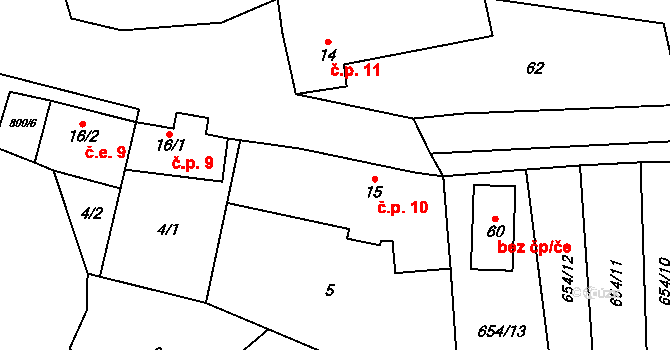 Hranice IX-Uhřínov 10, Hranice na parcele st. 15 v KÚ Uhřínov u Hranic, Katastrální mapa