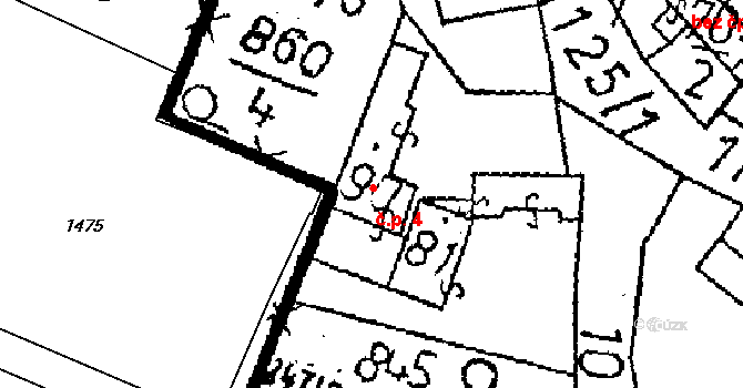 Pivnisko 4, Chlístovice na parcele st. 90 v KÚ Žandov, Katastrální mapa