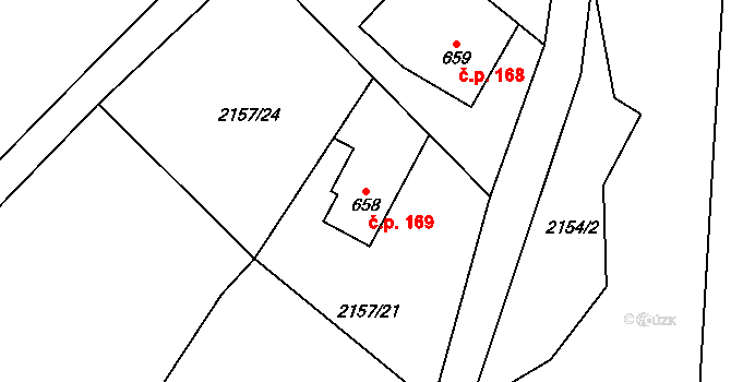 Antonínov 169, Josefův Důl na parcele st. 658 v KÚ Antonínov, Katastrální mapa