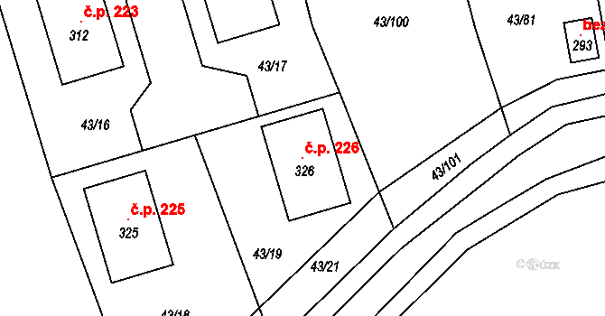 Hradišťko I 226, Veltruby na parcele st. 326 v KÚ Hradišťko I, Katastrální mapa