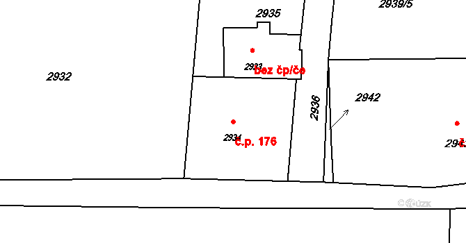 Horní Těrlicko 176, Těrlicko na parcele st. 2934 v KÚ Horní Těrlicko, Katastrální mapa