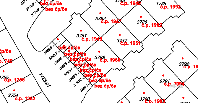 Šumperk 1950 na parcele st. 3788 v KÚ Šumperk, Katastrální mapa