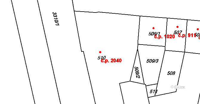 Benešov 2040 na parcele st. 510 v KÚ Benešov u Prahy, Katastrální mapa