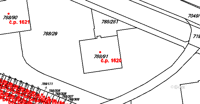 Boskovice 1620 na parcele st. 788/91 v KÚ Boskovice, Katastrální mapa