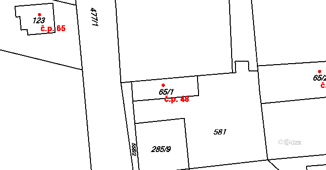 Dohalice 48 na parcele st. 65/1 v KÚ Dohalice, Katastrální mapa