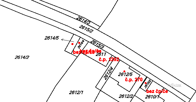 Roudnice nad Labem 1292 na parcele st. 2611 v KÚ Roudnice nad Labem, Katastrální mapa