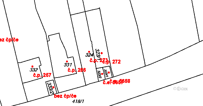 Neštěmice 272, Ústí nad Labem na parcele st. 323/1 v KÚ Neštěmice, Katastrální mapa