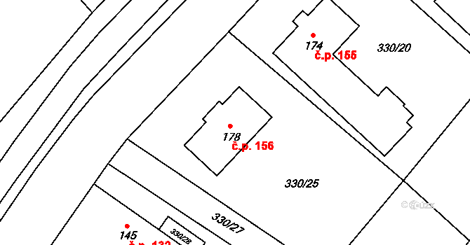Choťánky 156 na parcele st. 178 v KÚ Choťánky, Katastrální mapa