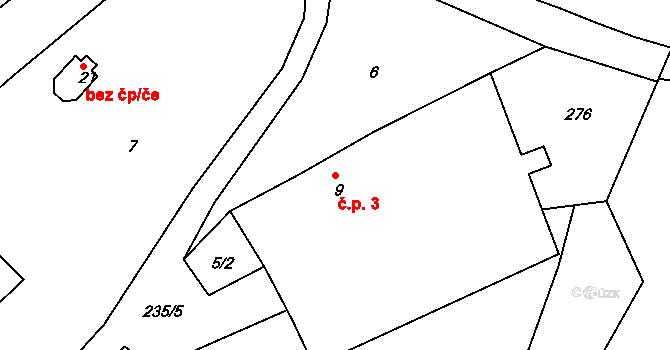 Bitětice 3, Pelhřimov na parcele st. 9 v KÚ Bitětice, Katastrální mapa