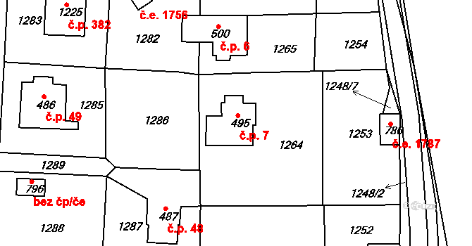 Háje 7, Cheb na parcele st. 495 v KÚ Háje u Chebu, Katastrální mapa