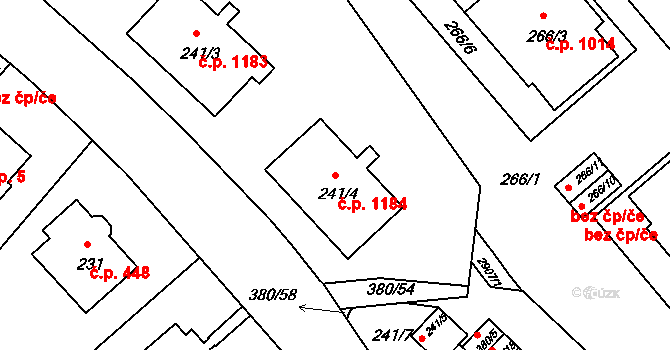 Braník 1184, Praha na parcele st. 241/4 v KÚ Braník, Katastrální mapa