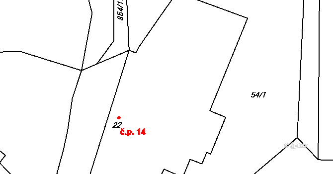 Kuní 14, Petrovice na parcele st. 22 v KÚ Kuní, Katastrální mapa
